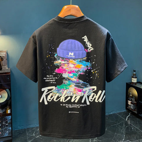 Premium Men's Short Sleeve T-Shirt – 2025 Trendy Embroidered & Printed Casual Top, Breathable & Elastic
